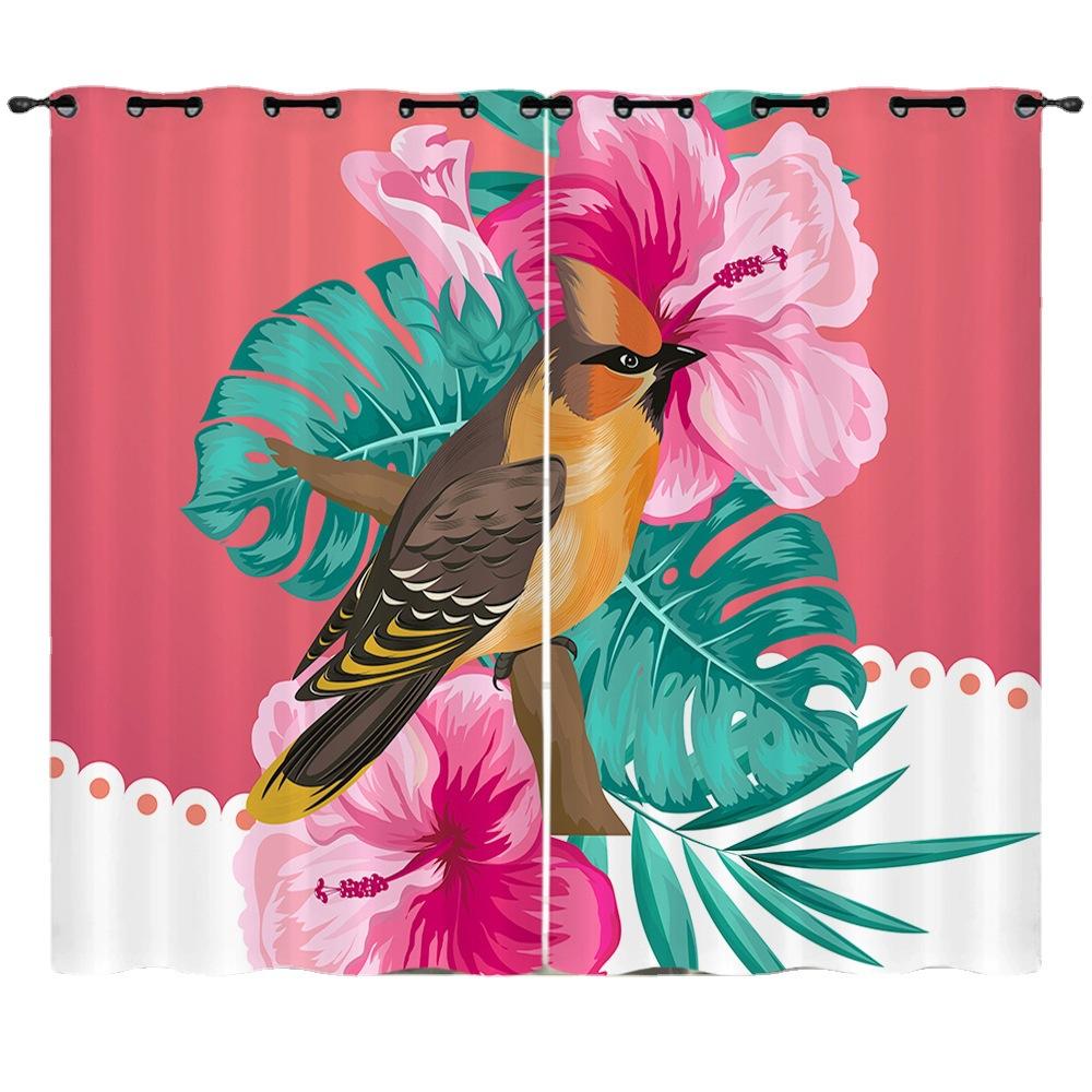 Curtain Cartoon Animal Bear Deer Love Kitten 3D Digital Printing Blackout Curtain Punching