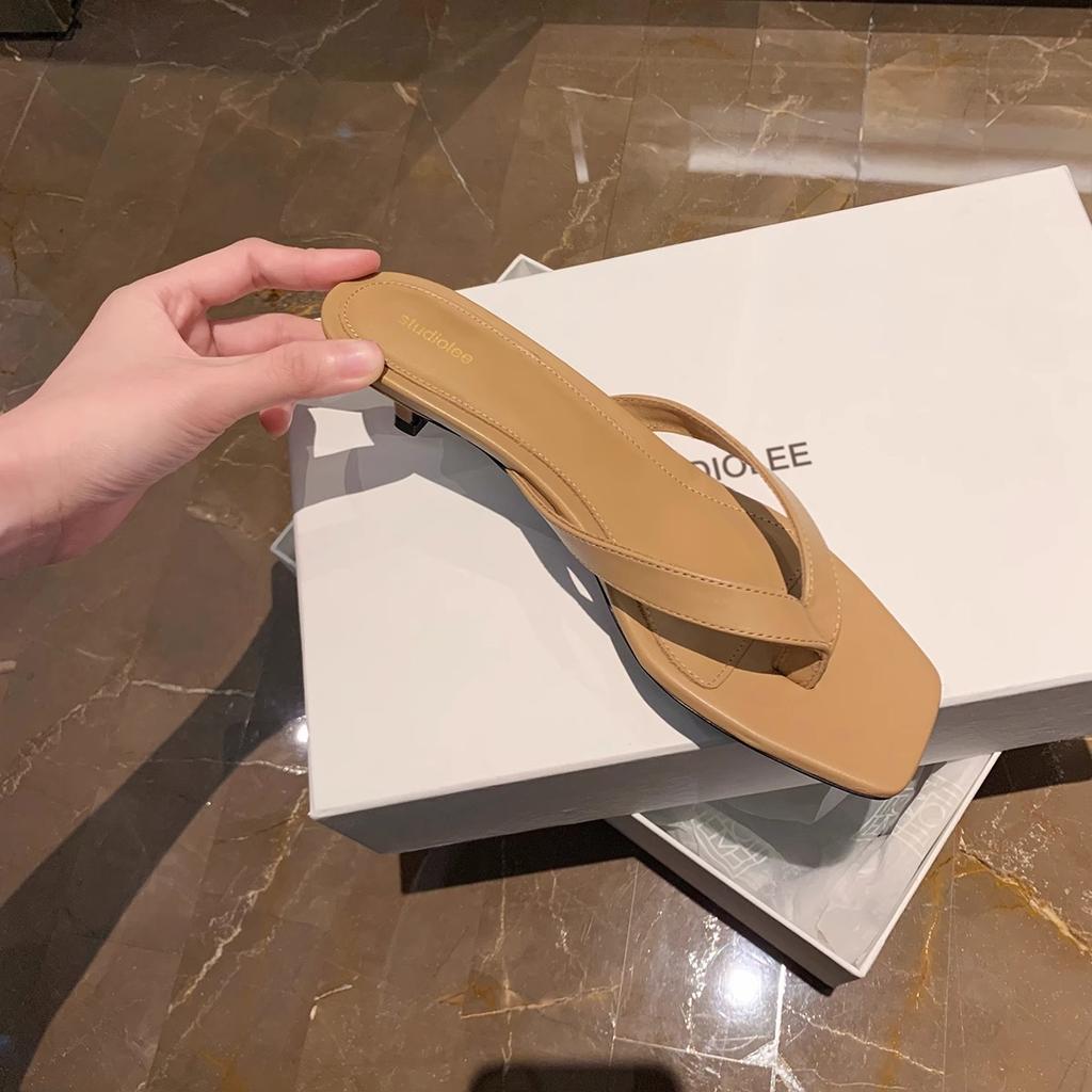 Cowhide Version~ New Cat Heels, High Heels, Flip-flops, Flat Bottom, Toe Cool Slippers