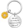 Cute Mobile Phone Lanyard Chain Sunflower Pendant Metal Stainless Steel Keychain Encouragement Message Pendant Charm Men Women