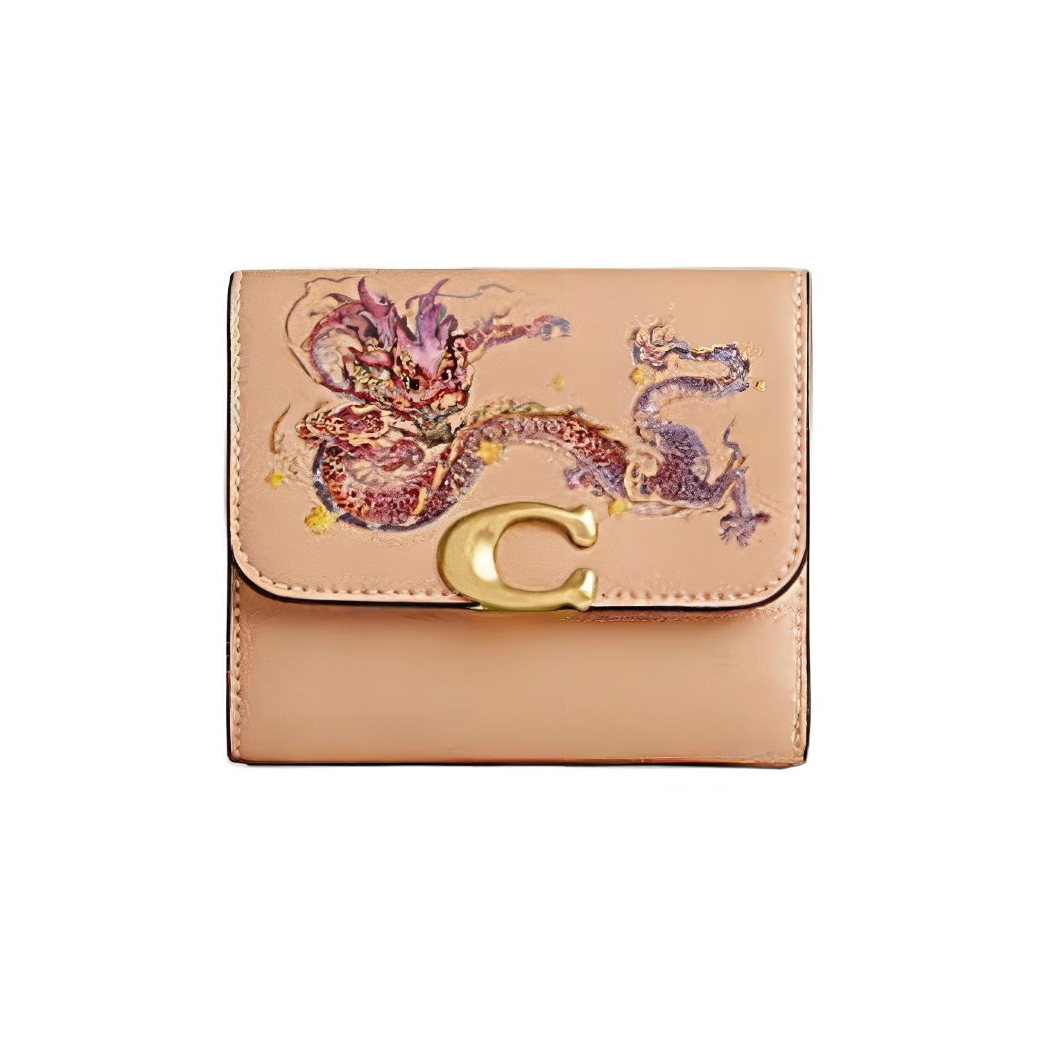 

Coach Bandit 10 Metal Buckle Zodiac Dragon Print Leather Wallet Women wallet Light-Yellow Mixed-Colors CQ068B-B4WJY Basic Set (Bag+Dust Bag)