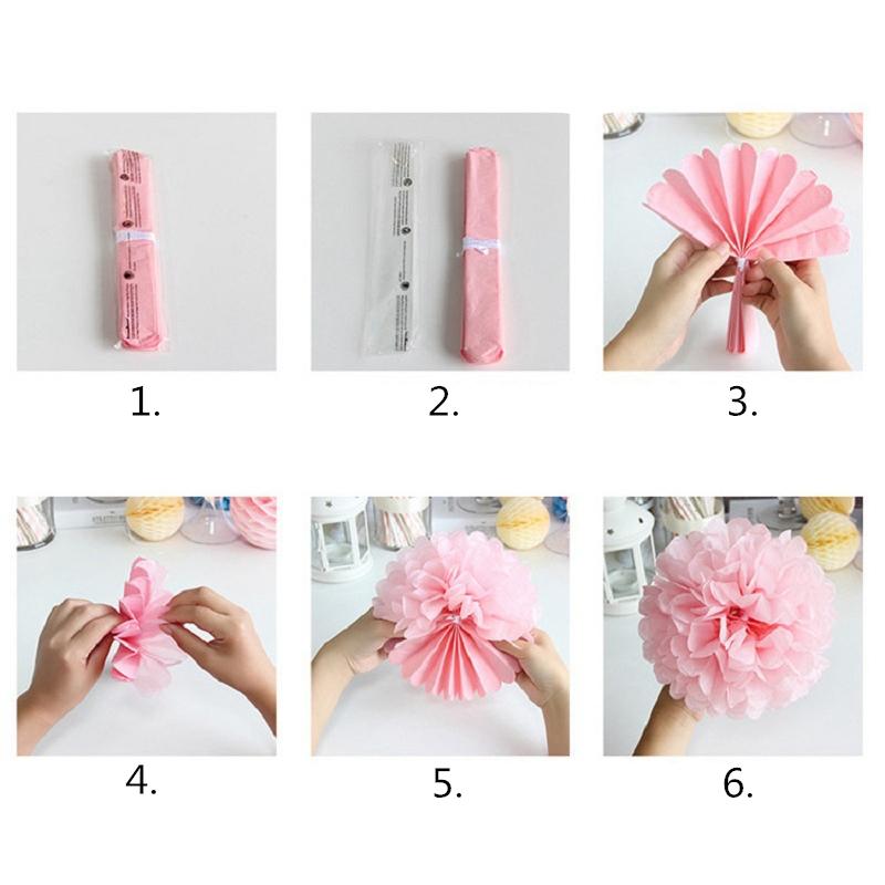 5pcs 6''-12'' Tissue Paper Pompoms Wedding Decorative Paper Flowers Ball Baby Shower Birthday Party Decoration Paper Pom Poms