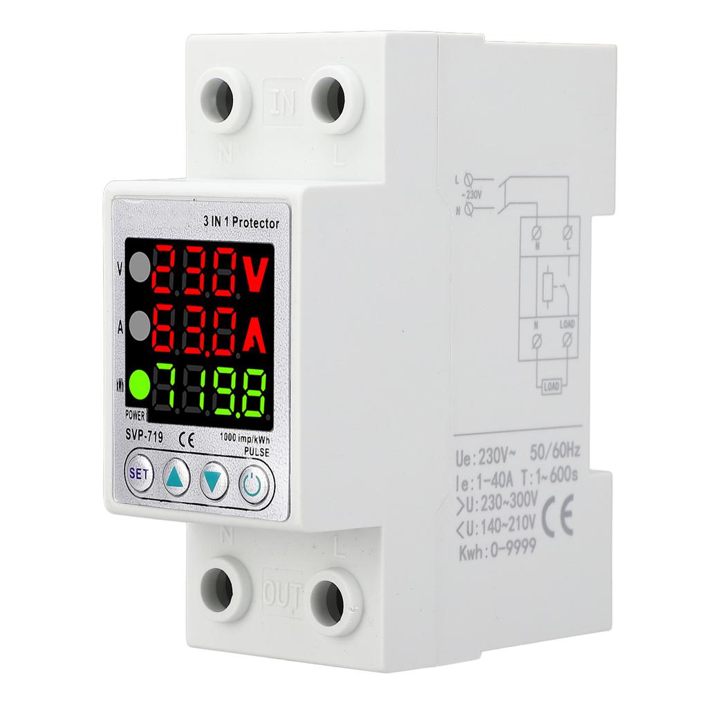 Voltage Protector Self Resetting Smart Over Under Voltage Protective Device with Power Display AC230V