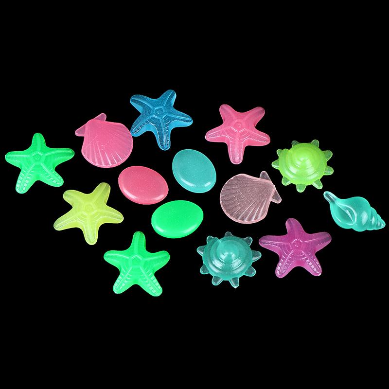 100Pcs/Pack Marine Luminous Stones Colorful Stones Simulating Shell Starfish Fish Tank Pebbles Fairy Garden Yard Ornaments