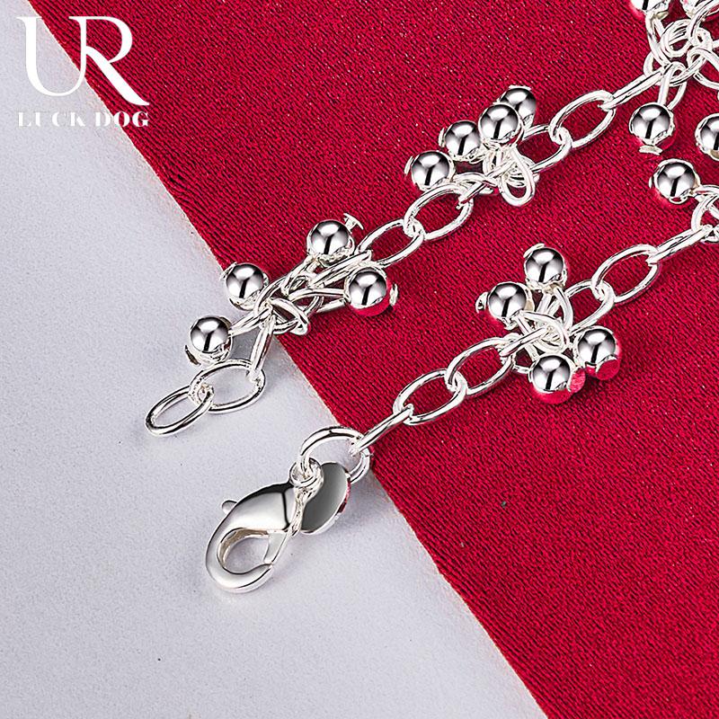 925 Sterling Silver Smooth Bright Bead Ball Chain Bracelet Jewelry