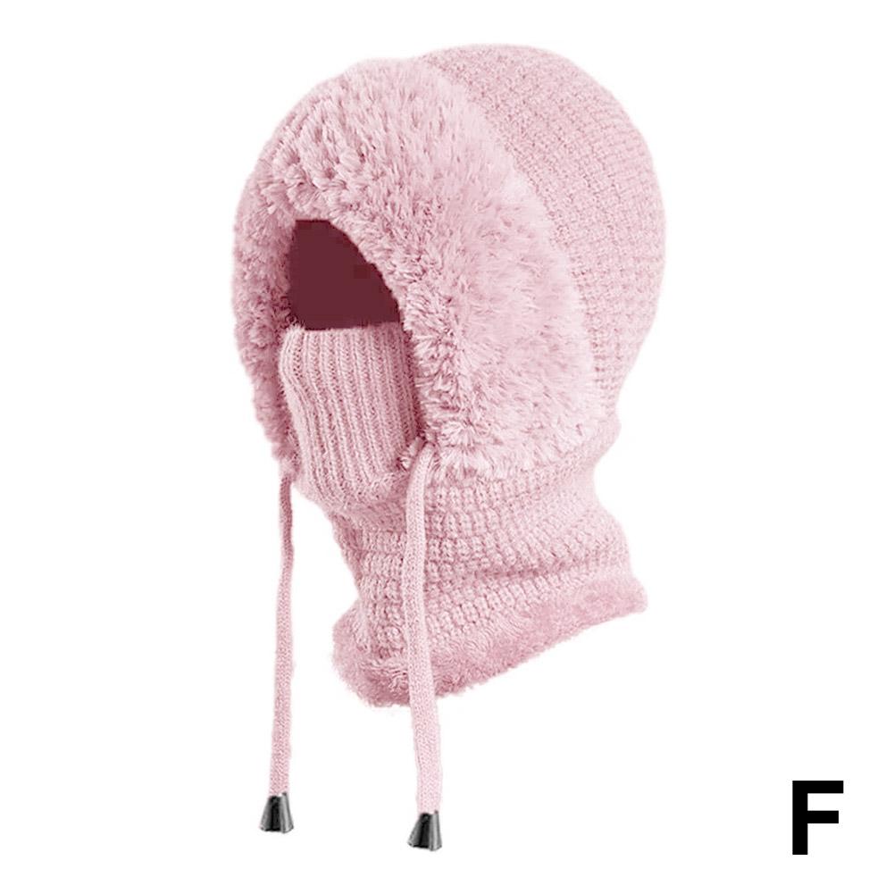 Winter Knitted Hat Ear Protection Balaclava Hat Fluffy Mask Neck Integrated Hooded Cap Outdoor Thickened Lady Hooded Cap NEW
