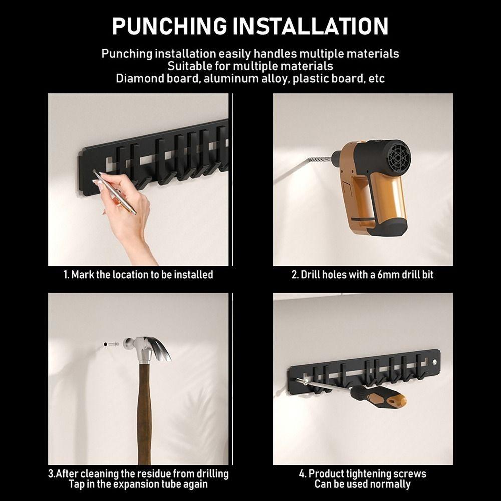 Carbon Steel Utensils Storage Row Hook Large Capacity Sundries Storage Hook  Entrance