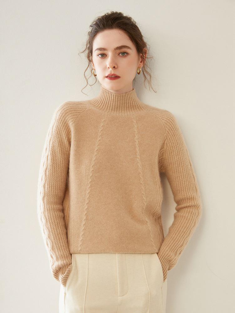 

Уютный кашемировый свитер с полувысоким воротом: Приталенный крой, длинный рукав, короткий, свободный пуловер - Идеально для осени/зимы Small