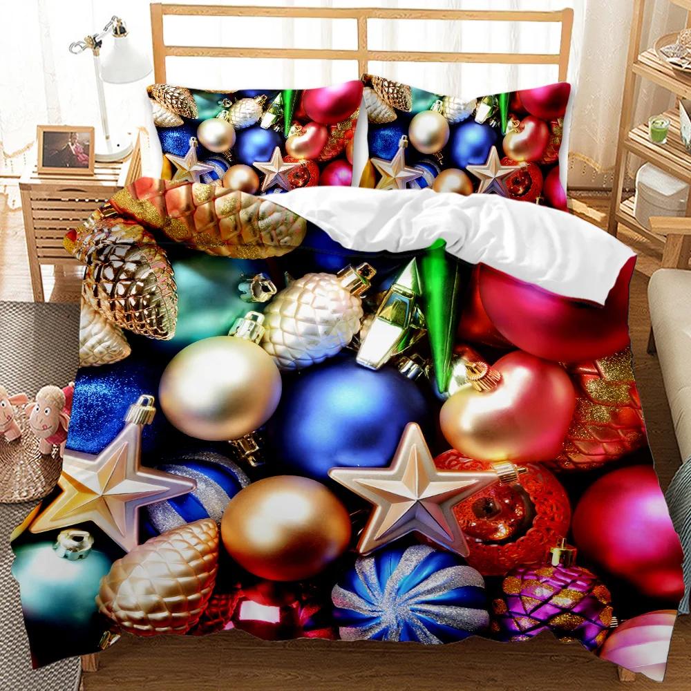 Christmas Duvet Cover Set Cartoon Merry Chirstmas Bedding Set Happy Santa Claus Polyester Quilt Set Pillowcase Double Queen King