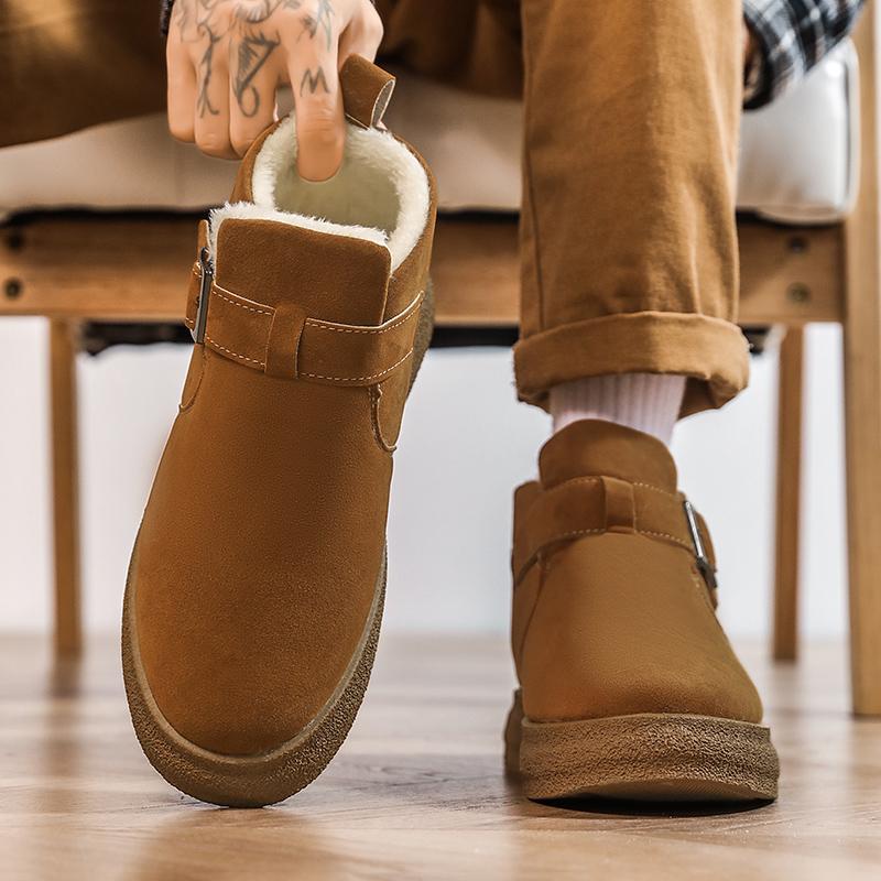 Men's Winter Casual Fashion Anti Slip Hight Top Wear-resistant Thick Soled Outdoor Cotton Shoes Plush Comfort Indoor Tide Shoe