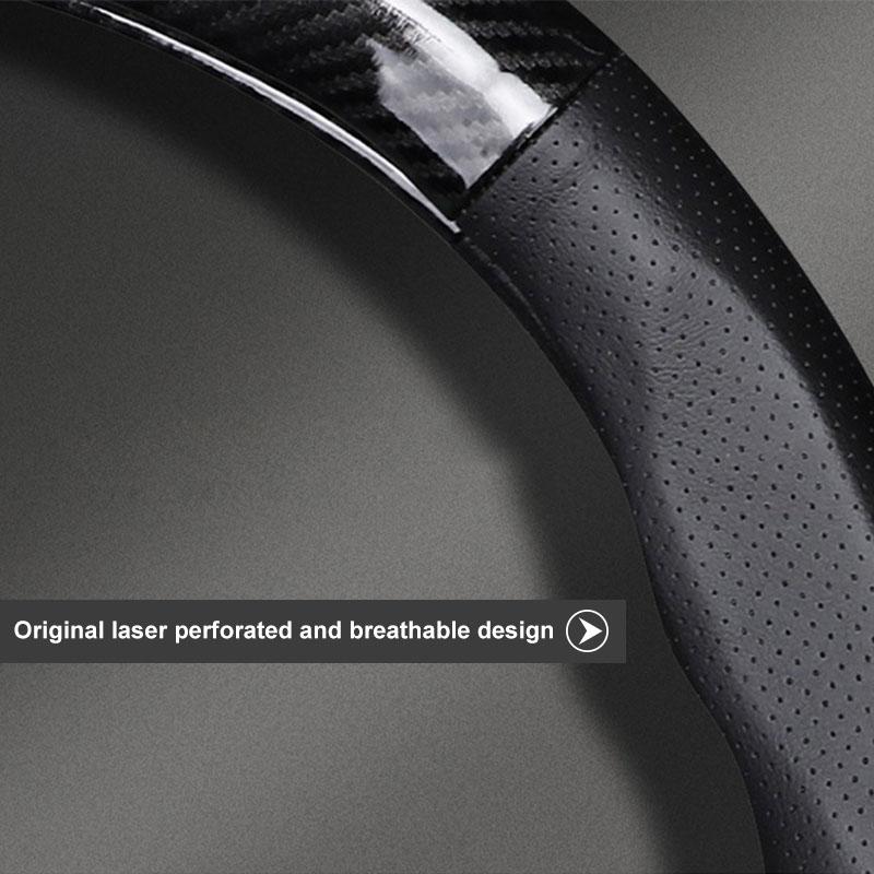 1Pcs Carbon Fiber Car Steering Wheel Cover Emblem Car Accessories for Skoda SCALA Superb Octavia 2 3 A4 A5 Fabia Kamiq Kapoq Kodiaq Rapid