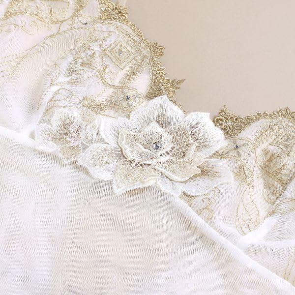 Himico 030 Series Slip Long Camisole Lingerie (OW-Off White, M)