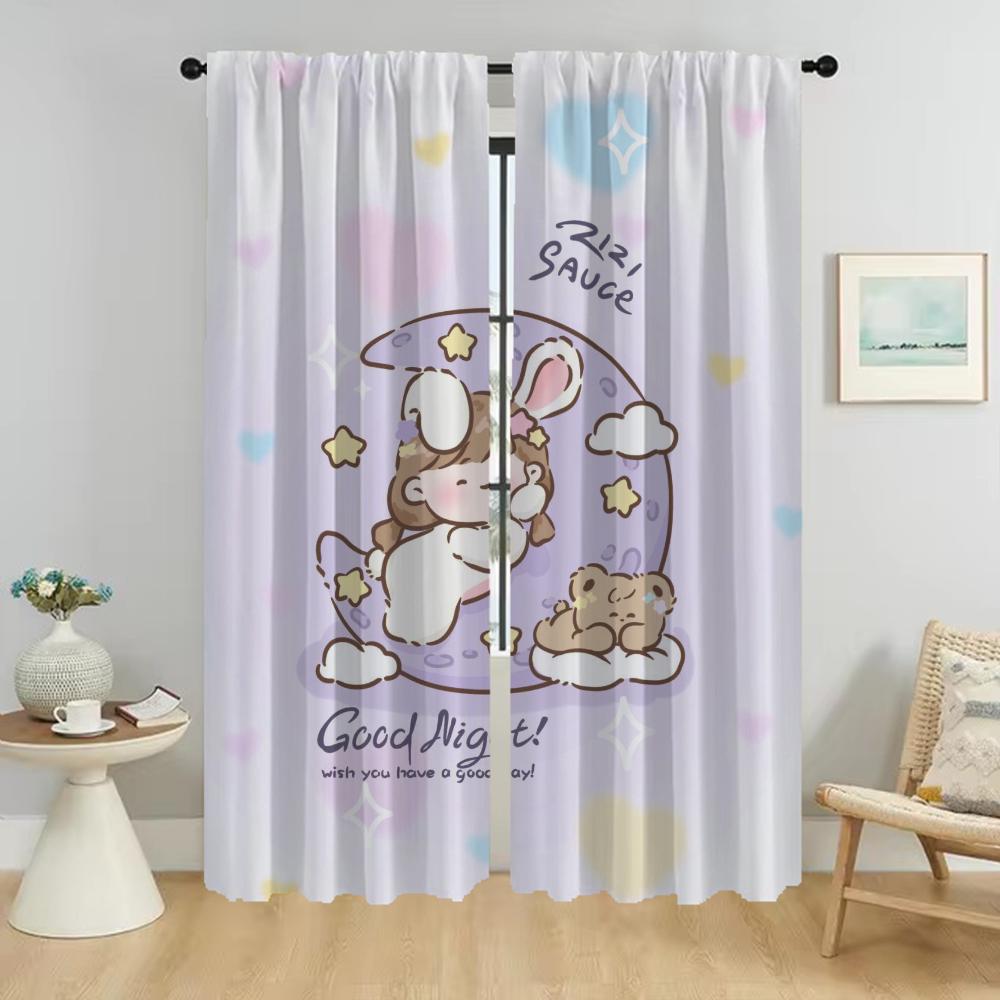 Küchenvorhänge Kinderzimmer Niedliches Mädchen Heim Innenvorhänge für Kamera-Raumteiler Fenstervorhang für Zimmer 2 Paneele Jalousien Wohnen
