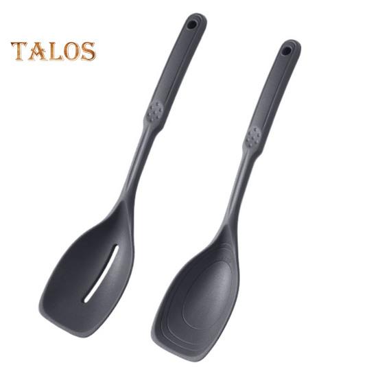 2Pcs/Set Large Silicone Cooking Spoon Spatula Kit Non Stick Slotted Solid Spoon Set Hanging Hole Design Heat Resistant Spoon Kitchen Utensils
