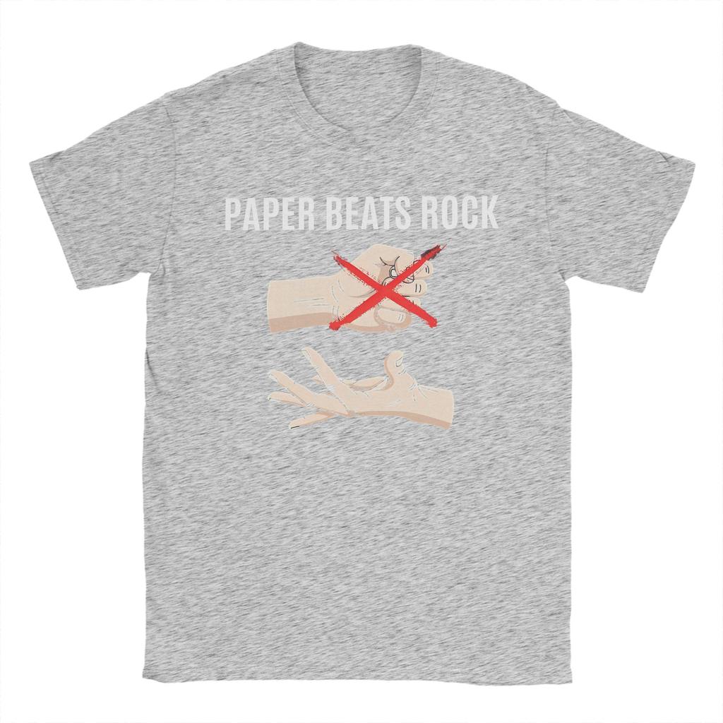 Paper Beats Rock T Shirt Beach Rock Paper Scissors Pure Cotton T Shirts For Male Hipster Tshirt ShortSleeve Vintage Clothes
