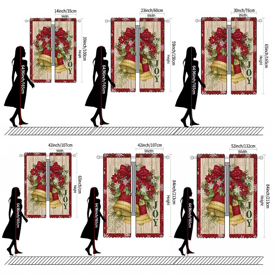 Christmas Golden Bell Print Curtains Decorations Home Room Made Of Polyester