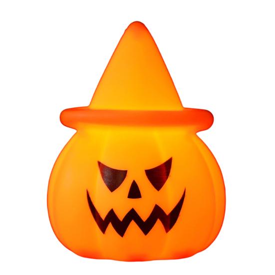 Halloween Pumpkin Night Light, LED Light-up Witch Hat Pumpkin, Spooky Cartoon Pumpkin Table Lamp for Holiday Party Decoration A