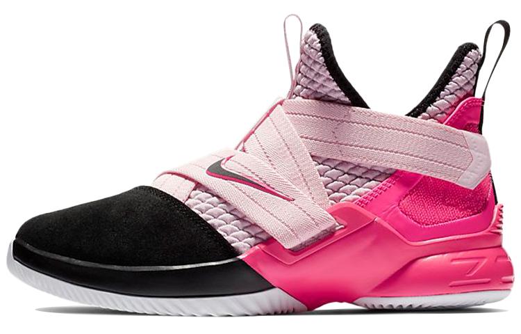 

Nike Lebron 12 Comfortable Slip Resistant Cushioning Abrasion Resistant Mid top Children s Basketball Shoes Black Pink AA1352-666 40