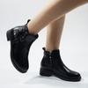 New Women'S Black Ankle Boots - Chunky Heel Booties With Matte Leather & Metal Studs, Versatile Fall/Winter Fashion Boots