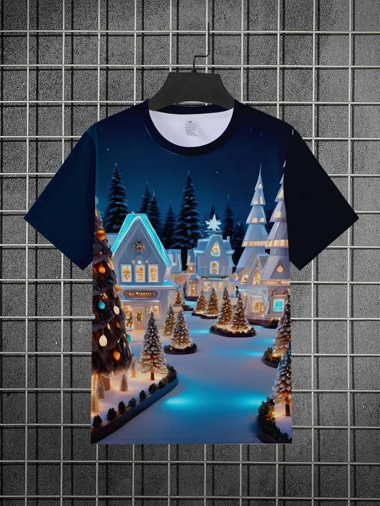 T-Shirt for Kids Santa Claus 3D Print Boys Short Sleeve Tee Happy New Year 2026 Kids Girls Clothes Festive Party Kids Clothing