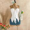 Women Solid Color Halter Backless Irregular Hem Mesh Camisole Top