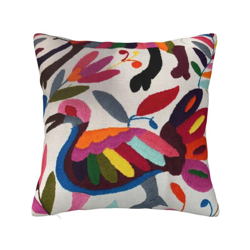 Mexikanische Otomi Blumenzusammensetzung Kunst Moderne Kissenhülle Wohnzimmerdekoration Volksblumenmuster Stuhlkissen