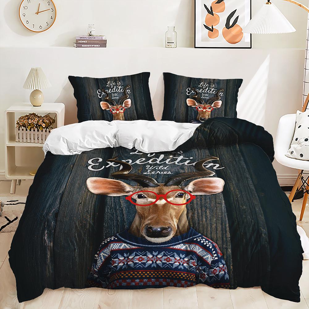 

Пододеяльник Животное Олень Наволочка Цифровая печать Постельное белье Комплект из трех предметов 135 * 200 (two-piece set) 90g