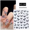 Xiaohongshu Best-Selling Butterfly Nail Stickers: Gold & Silver Cat Eye Quicksand Design.