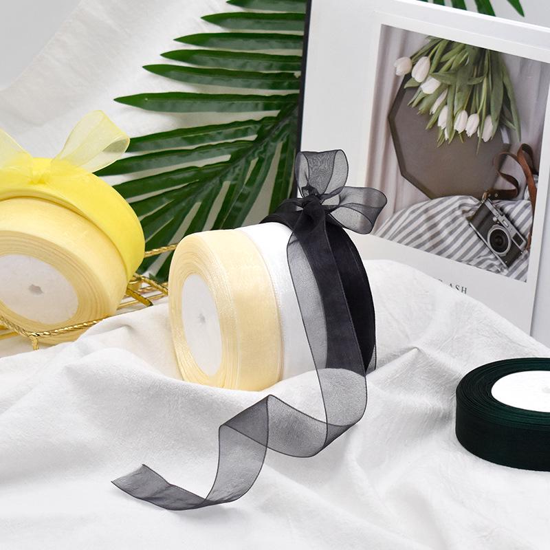 Transparent Snow Yarn Ribbon for Christmas Decorations and Floral Packaging – Cross-Border Hot-Selling Chiffon Yarn Ribbon.