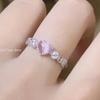 Trend Pink Love Heart Crystal Rings for Women Love Zircon Open Ring Irregular Aesthetic Girl Rings Jewelry