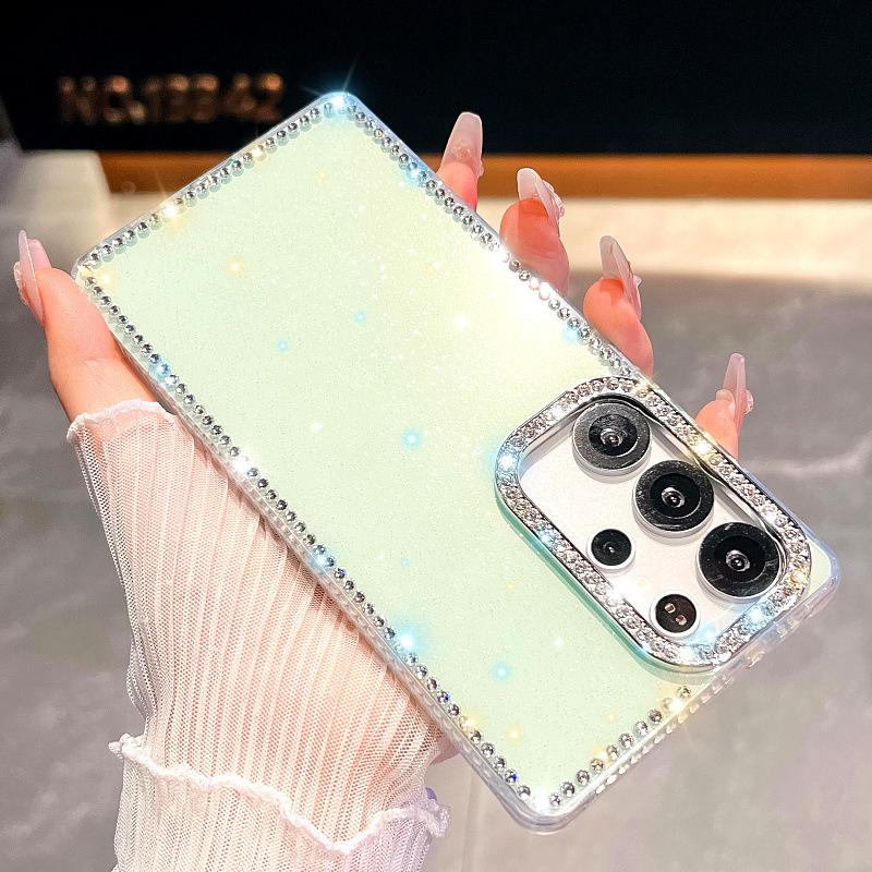 Suitable for Samsung S25 Mobile Phone Case A15 Flash Powder Transparent Edge Diamond A55 Luxury Laser Star S24 Protective Case 365G