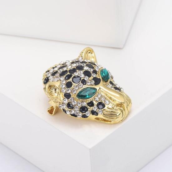 Brož s hlavou leoparda drahokamy vykládané leštěným tvarem mocného pantera Kabát Límec Oblek Taška Klobouk Dekorace Oblečení Šperky Příslušenství