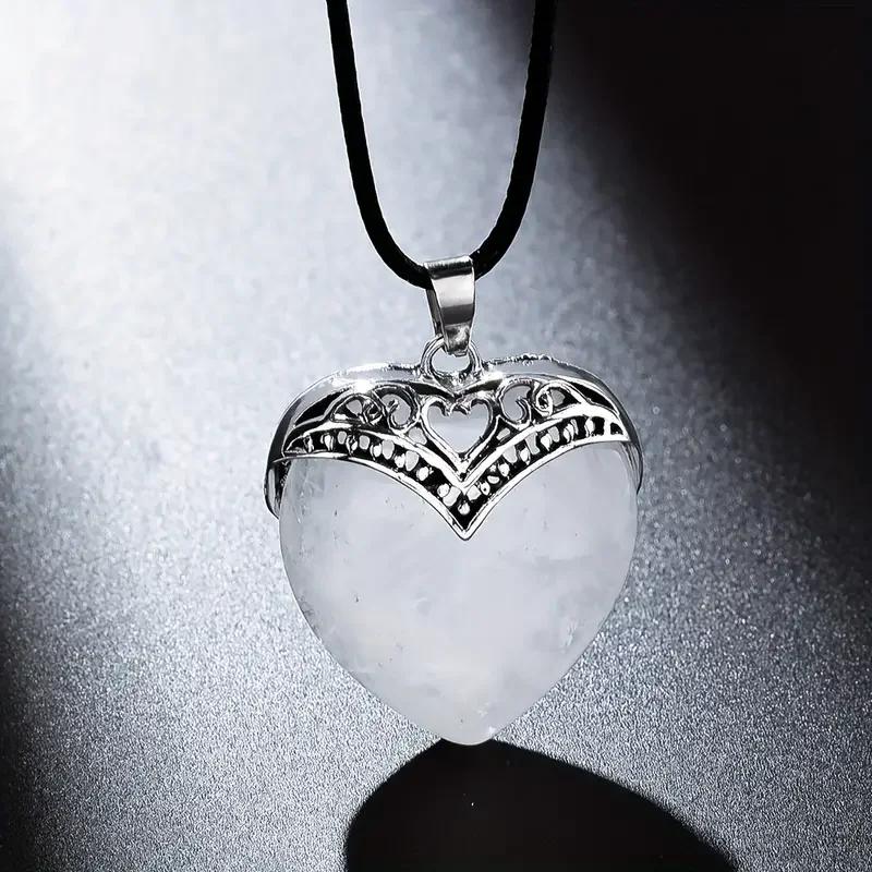 Heart Crystals Natural Stone Necklaces Pendants Women Amethysts Crystal Healing Necklace Heart Necklace Natural Stone pendant