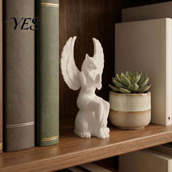 Head Winged Statue Egyptian Dog Statue, Mythical Creature Figurine for Desk, Collectible 3D Printed Ancient Decor Home Office, Gift Art