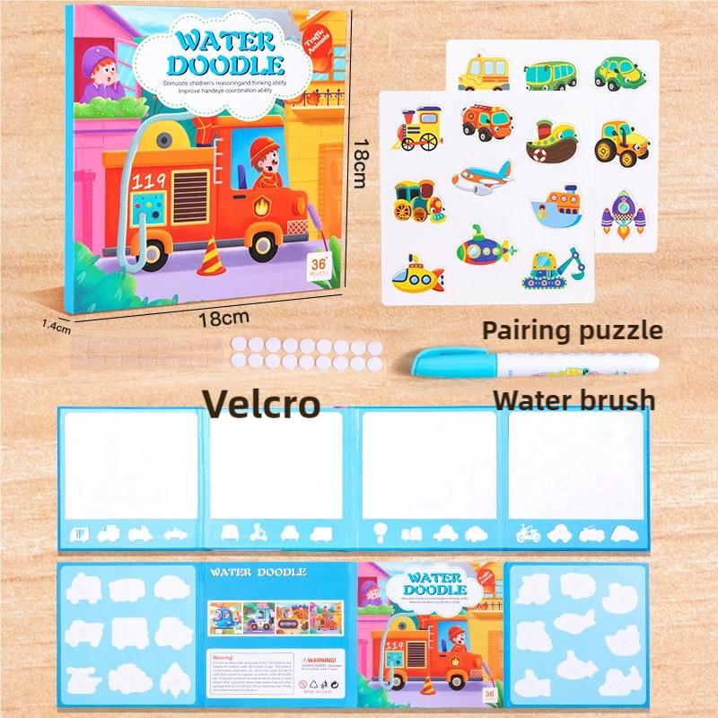 Neues magisches Wassermalbuch für Kinder, wiederverwendbare Aufkleber, Malspielzeug mit Stift, Geschenkset für die frühe Bildung, lustiges Lernaktivitätsset