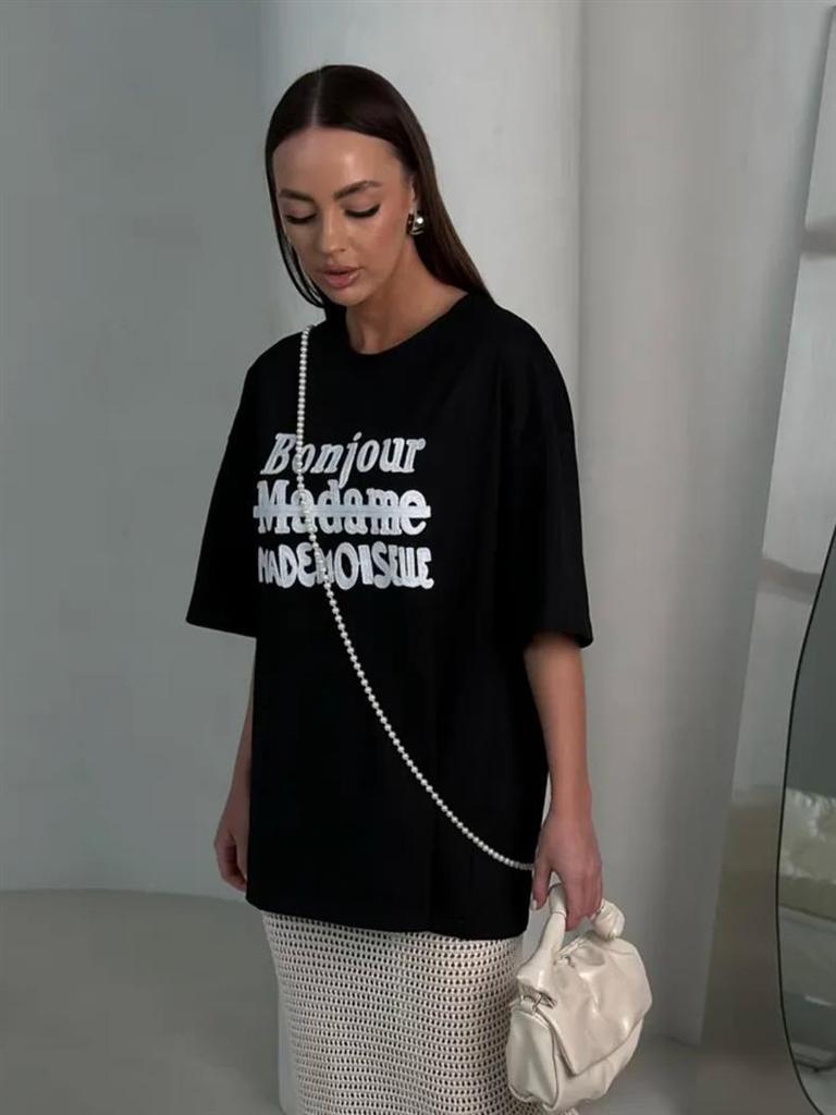 Versatile Retro Print Women's High Street Short Sleeve T-Shirt: European & American Trendy Niche Style