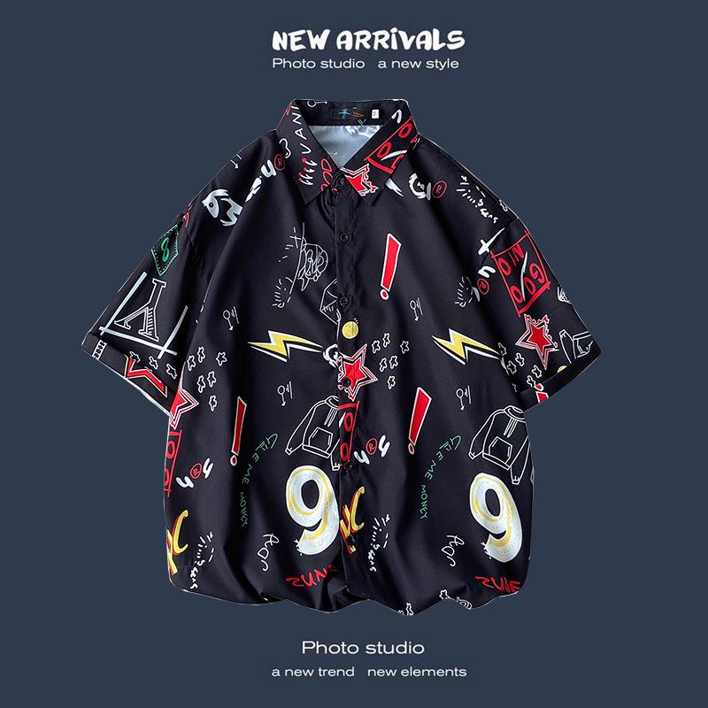 Camisa de Verano Coreana Retro Floral Holgada para Pareja - Top de Manga Corta para Hombre a la Moda