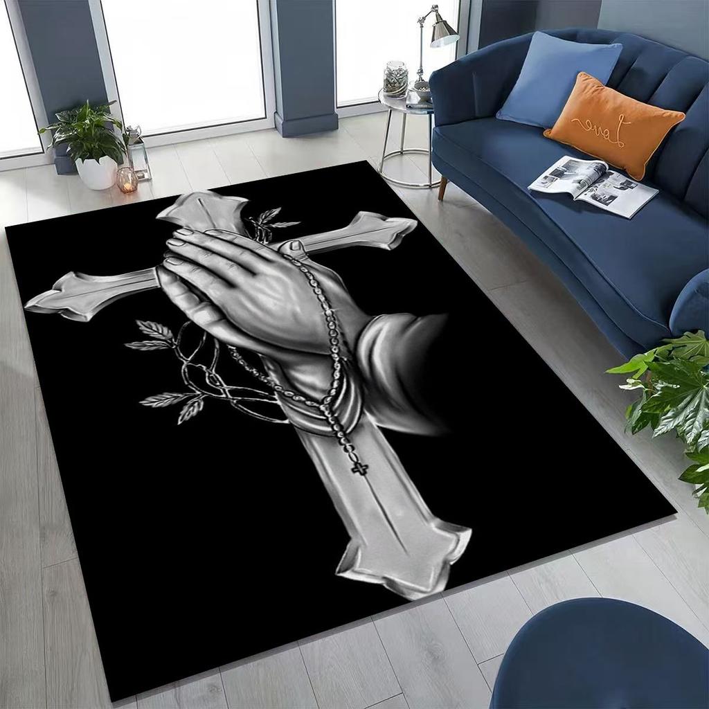 New Pray Jesus Rug for Bedroom Living Room Sofa Home Doormat Decor, Large Kids Play Non-slip Floor Mat
