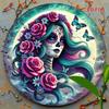 8x8 Inch 2D Flat Sugar Skull Skeleton Wreath Floral Dia De Los Muertos Wall Hanging Outdoor Decor