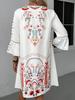 2026 Women's Summer V-neck Lace Patchwork Casual Printed Dress