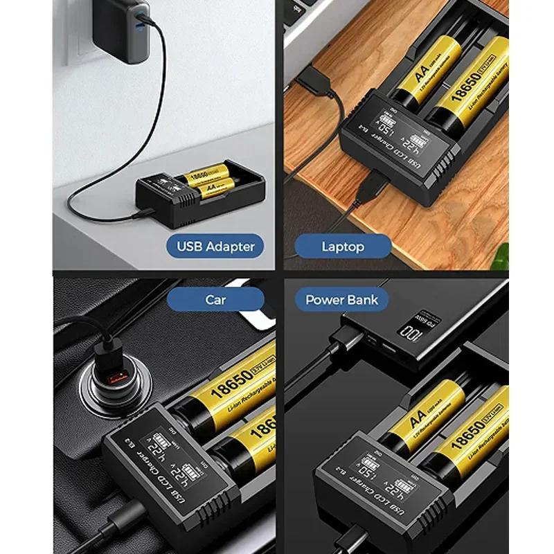 USB LCD Battery Smart Charger 18650 Battery Charger 1 / 2 Slots Dual for3.7V Rechargeable Battery for 1.2V NI-MH AA / AAABattery