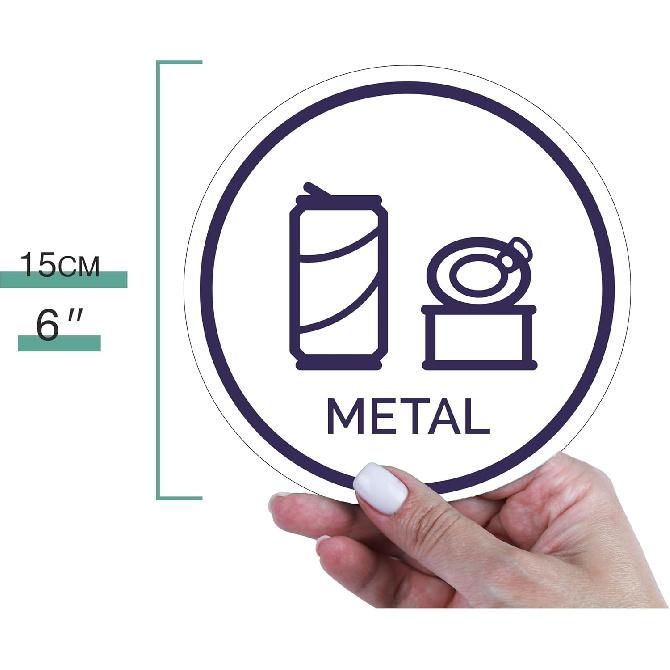 6 Pack 6" Glass, Paper, Plastic, Metal, Trash, Recycle Sign Stickers - Self-Adhesive Vinyl Decal Recycle s - Eco-Friendly Trash Can Signs - 6" -