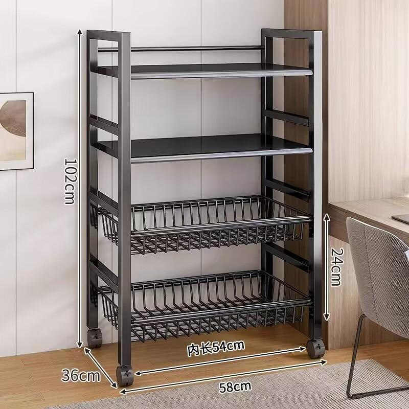 Küchen-Gemüsekorbwagen, multifunktionales Lagerregal, beweglicher Rollwagen für Obst, Mikrowelle, Küchen-Organizer-Regal