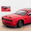 1/24 Dodge Challenger SRT Hellcat Model auta ze slitiny Diecast Kovový model sportovního vozu Vysoká simulace Zvukové světlo Dětská hračka Dárek