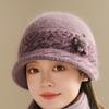The Elderly Hat Women's Winter Velvet Warm Wool Hat Cold Protection Rabbit Fur Basin Hat