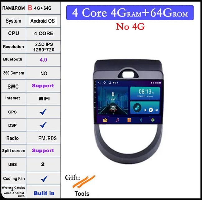 For Kia Soul AM 2007 - 2011 DSP QLED IPS Android 14 Car Radio GPS Navigation Multimedia Video Player Carplay Android Auto