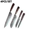 4 adet/takım mutfak şef bıçağı seti çelik bıçak ahşap saplı pişirme aracı bıçaklar mutfak dilimleme bıçağı seti