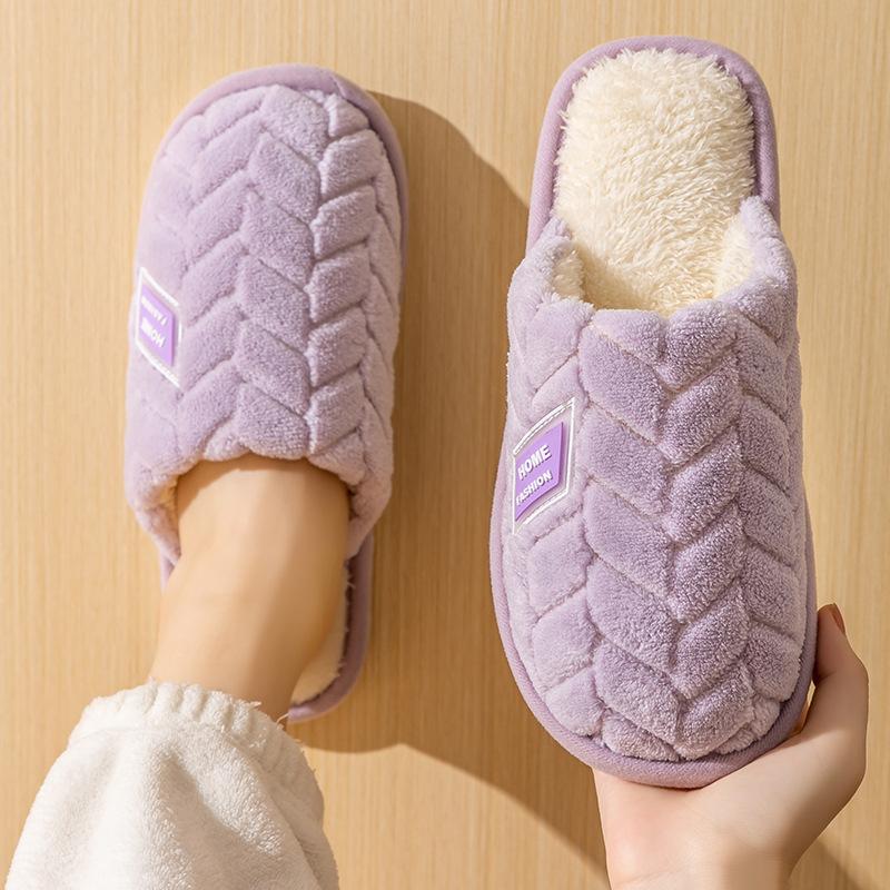 Cotton slippers women winter spring and autumn home use indoor warm non-slip home winter couple plush men