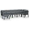 VidaXL Salon de Jardin 7 pcs, Ensemble de Meubles de Terrasse, Mobilier d'Extérieur, Chaise de Patio, Moderne, Noir et Gris 3187759