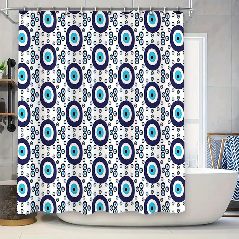 

Bathroom Shower Curtain Blue Eye Pattern Turkish Evil Eye Home Decor Waterproof Fabric Shower Liner Washable W60H190(CM)-1 Pcs