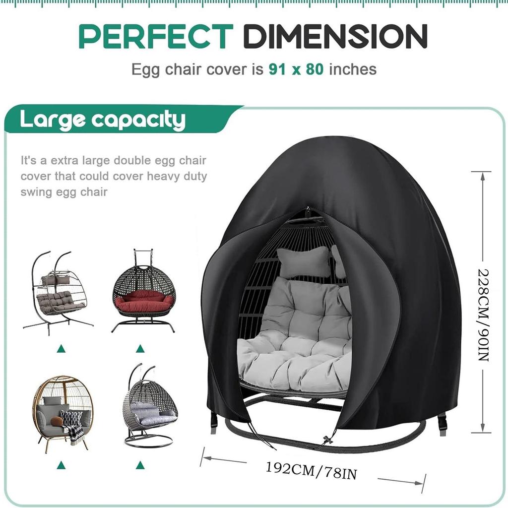 Patio Hanging Egg Chair Cover Waterproof 210D Oxford Cloth Double Seat CocoonSwing Egg Chair Covers Garden Dust Protector